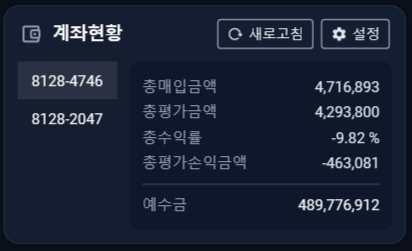 계좌현황 패널